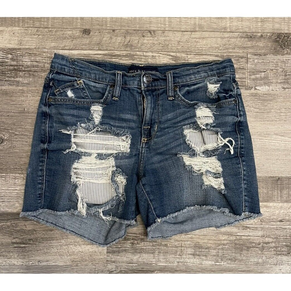 Rock & Republic Hula Distressed Shorts Women's Size 8 Medium Wash